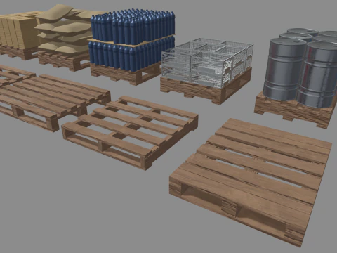 Confezione di pallet in legno Modello 3D