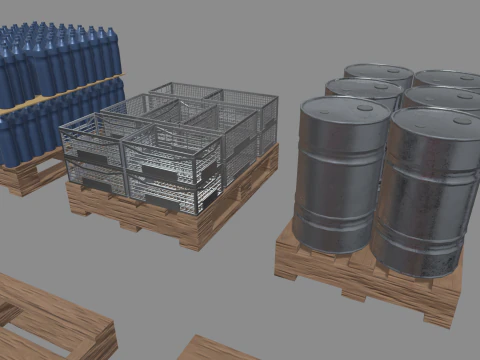 Confezione di pallet in legno Modello 3D