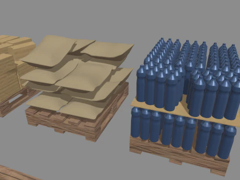 Confezione di pallet in legno Modello 3D