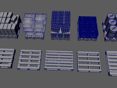 Confezione di pallet in legno Modello 3D