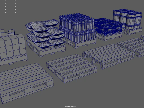 Confezione di pallet in legno Modello 3D