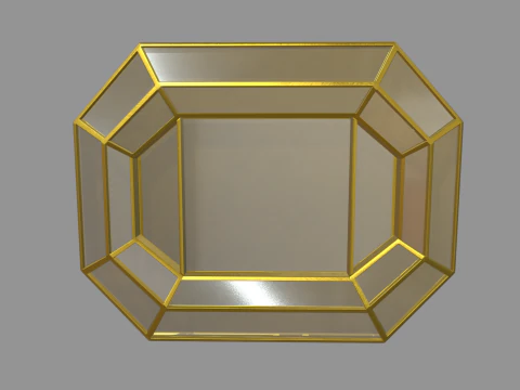 Gold Antique Mirror 01 3D Model
