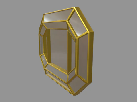 Gold Antique Mirror 01 3D Model