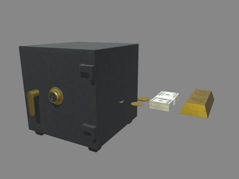 Safe Box With Gold and Money 3Dモデル