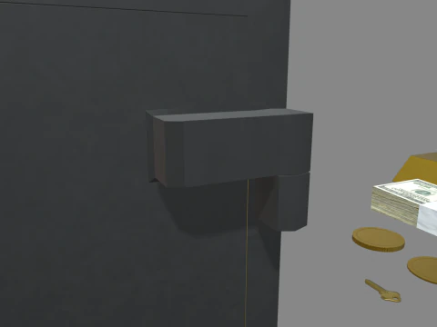 Safe Box With Gold and Money 3D Model