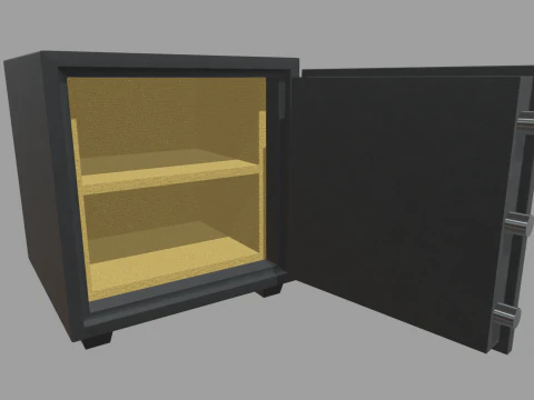 Safe Box With Gold and Money 3D Model