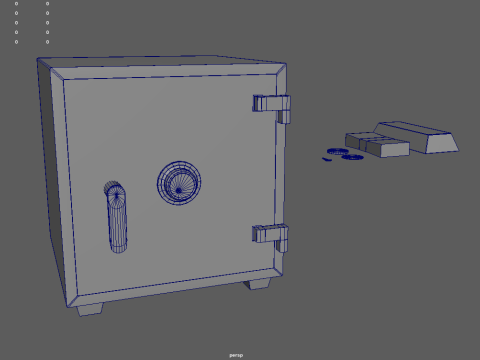 Safe Box With Gold and Money 3Dモデル