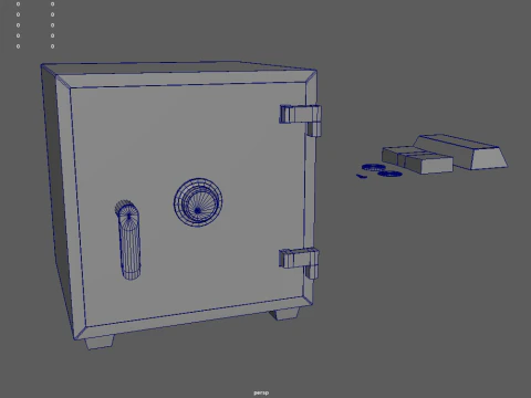 Safe Box With Gold and Money 3D Model