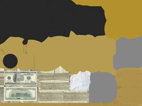 Safe Box With Gold and Money 3D Model