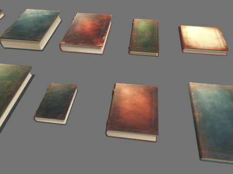 오래된 책들 3D 모델