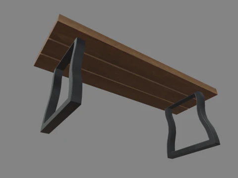 Низкополигональная скамейка 03 3D Модель