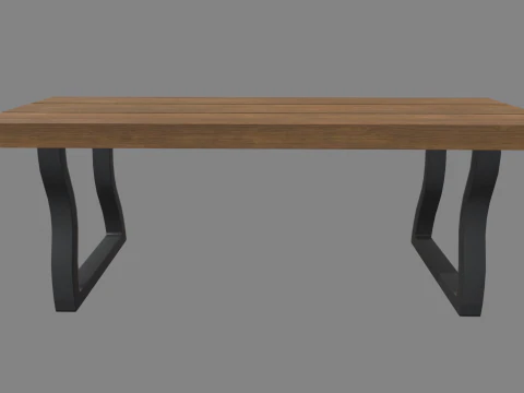 Низкополигональная скамейка 03 3D Модель