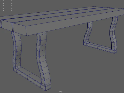 Низкополигональная скамейка 03 3D Модель