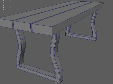 Низкополигональная скамейка 03 3D Модель