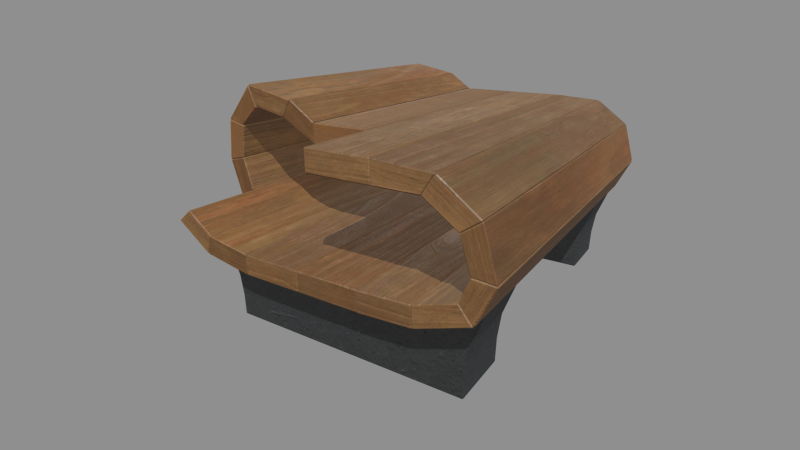 Low Poly Bench 012 3D Model .c4d .max .obj .3ds .fbx .stl .blend