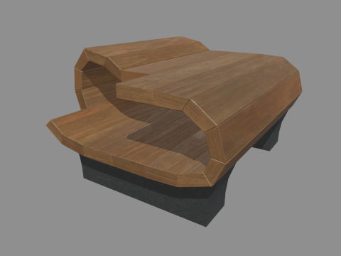 Low Poly Bench 012 3D Model