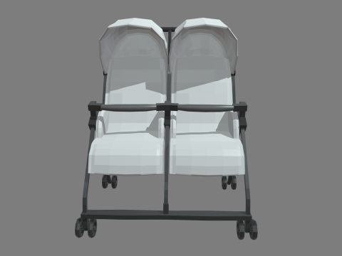 Low Poly Baby Double Stroller 3D Модель