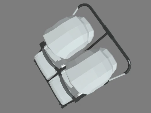 Low Poly Baby Double Stroller 3D Model