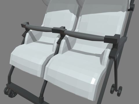 Low Poly Baby Double Stroller 3D Модель