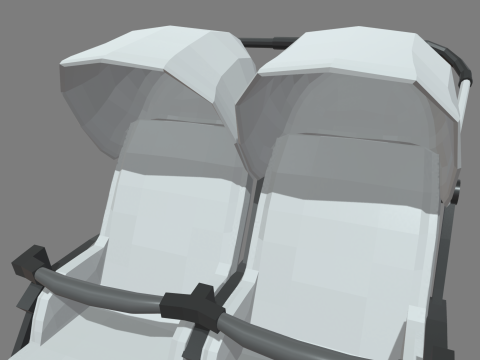 Low Poly Baby Double Stroller 3D Модель