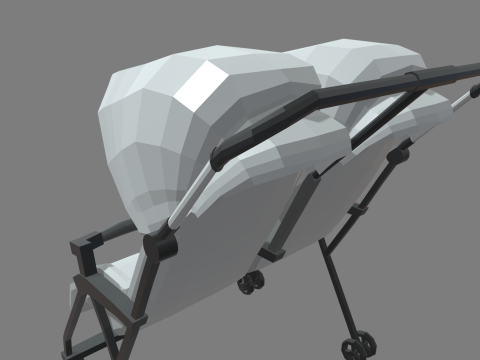 Low Poly Baby Double Stroller 3D Модель