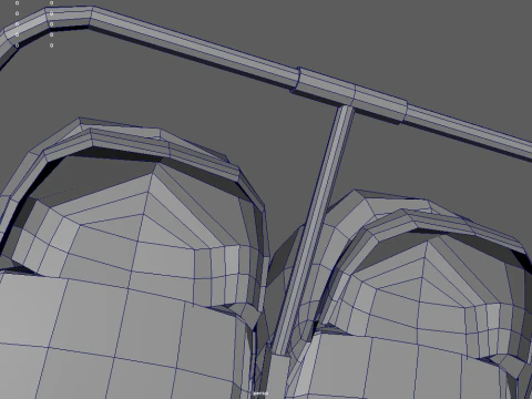Low Poly Baby Double Stroller 3D Model