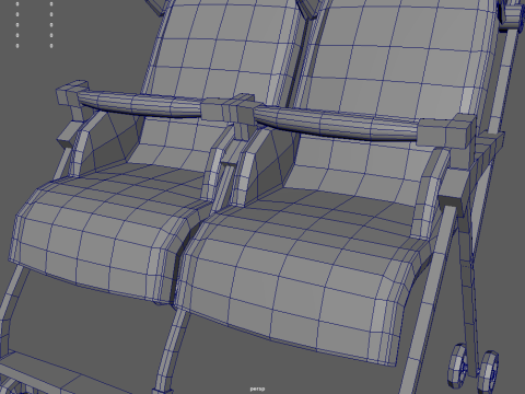 Low Poly Baby Double Stroller 3D Модель