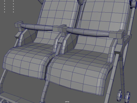 Low Poly Baby Double Stroller 3D Model