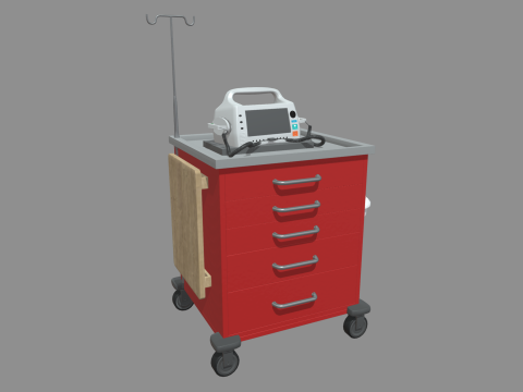 Emergency Cart With Defibrillator 3Dモデル
