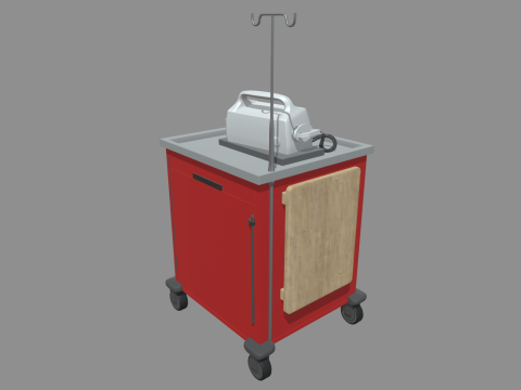 Emergency Cart With Defibrillator 3D Model