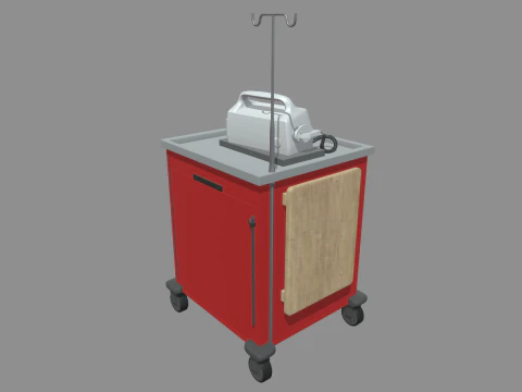 Emergency Cart With Defibrillator 3D Model