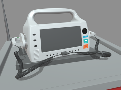 Emergency Cart With Defibrillator 3D Model