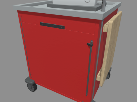 Emergency Cart With Defibrillator 3D Model