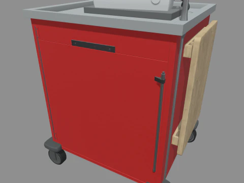 Emergency Cart With Defibrillator 3D Model