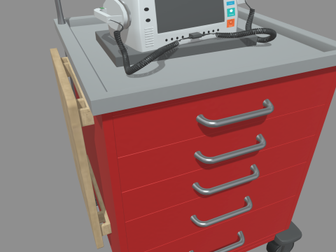 Emergency Cart With Defibrillator 3D Model
