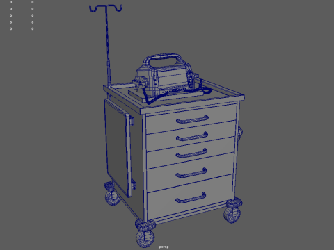 Emergency Cart With Defibrillator 3D Model