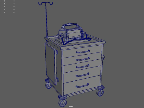Emergency Cart With Defibrillator 3D Model