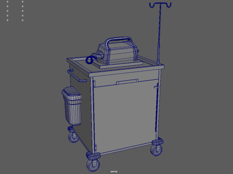 Emergency Cart With Defibrillator 3D Model