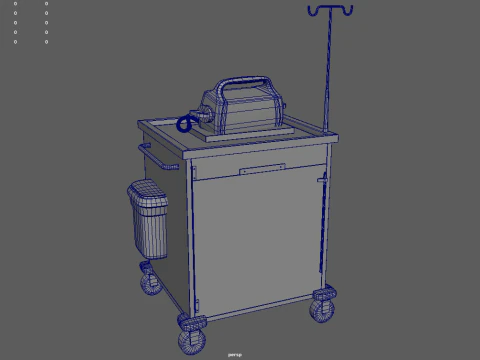 Emergency Cart With Defibrillator 3D Model