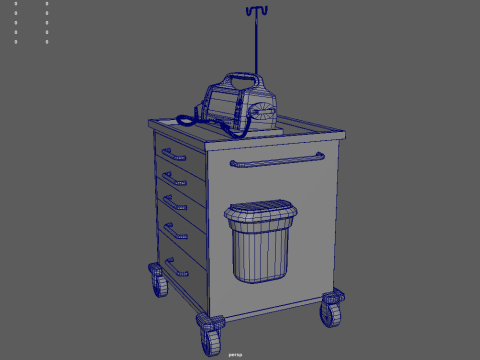 Emergency Cart With Defibrillator 3D Model