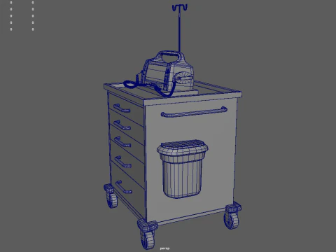 Emergency Cart With Defibrillator 3D Model
