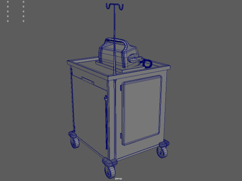 Emergency Cart With Defibrillator 3D Model