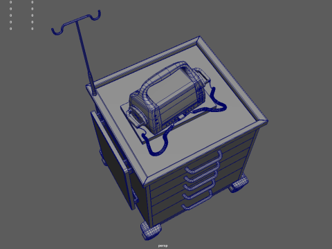 Emergency Cart With Defibrillator 3D Model