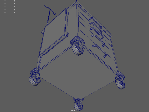 Emergency Cart With Defibrillator 3D Model