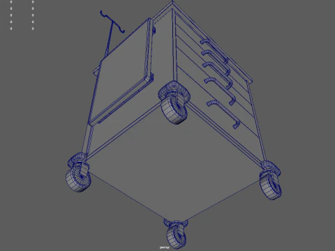 Emergency Cart With Defibrillator 3D Model