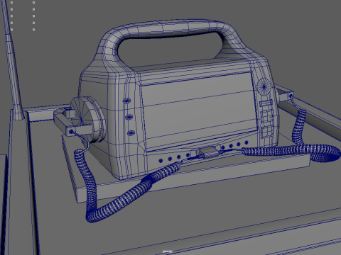 Emergency Cart With Defibrillator 3D Model
