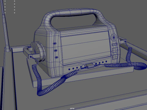 Emergency Cart With Defibrillator 3D Model