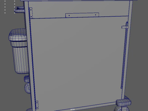 Emergency Cart With Defibrillator 3D Model