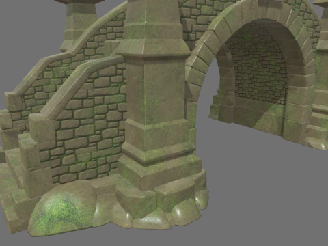 Medieval Bridge Cartoon 01 3D Model