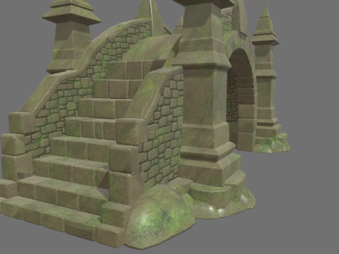 Medieval Bridge Cartoon 01 3D Model